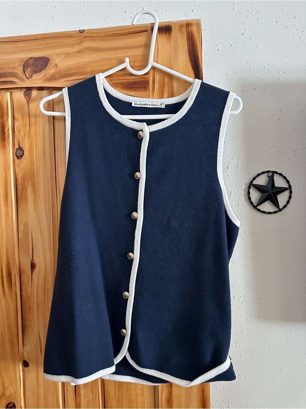 Abercrombie & Fitch Navy Vest with White Trim